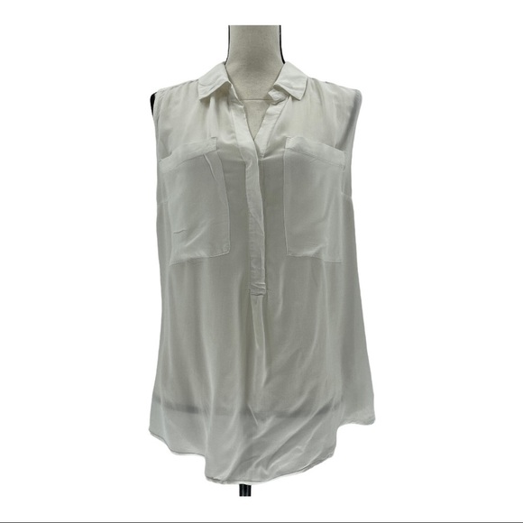 Converse White Sleeveless Sheer Snap Front Blouse - Picture 1 of 11